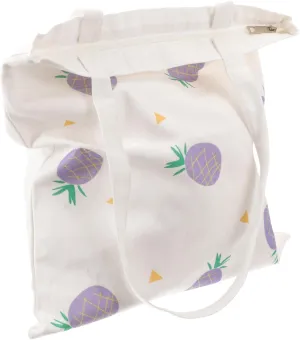 1pc Fashion Canvas Tote Bag for Women Shopping Shoulder Pouch with Pineapple Print Stylish Handbag for Daily Use for Shopping and Travel