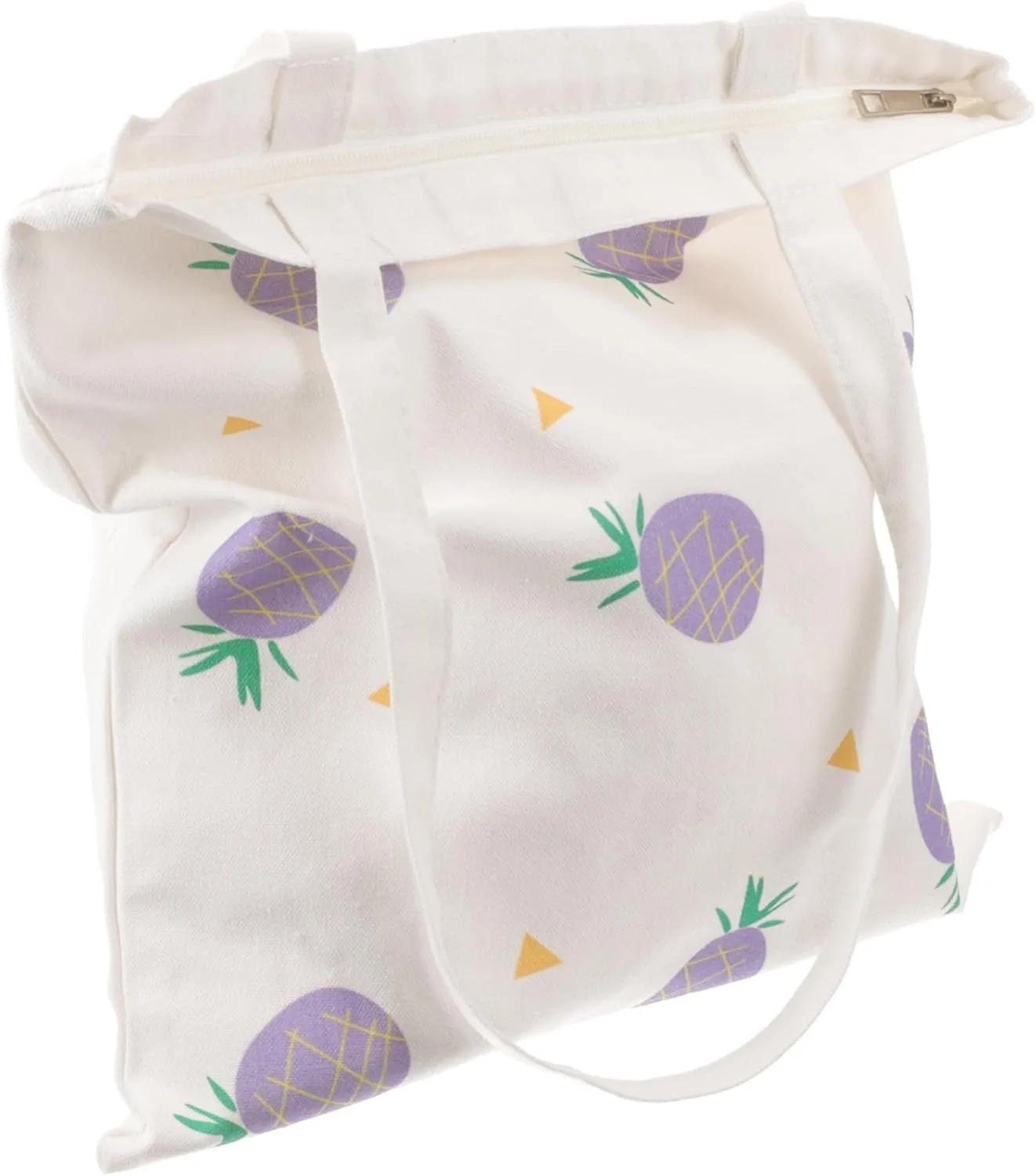 1pc Fashion Canvas Tote Bag for Women Shopping Shoulder Pouch with Pineapple Print Stylish Handbag for Daily Use for Shopping and Travel