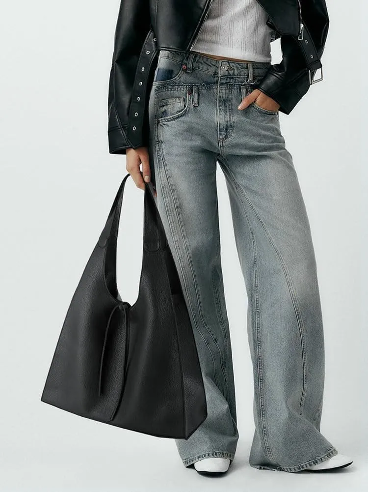 2 Pcs Slouchy PU Leather Crescent Hobo Bags Women Trendy Crossbody Purse Satchels Shoulder Bag Top-handle Tote Handbag
