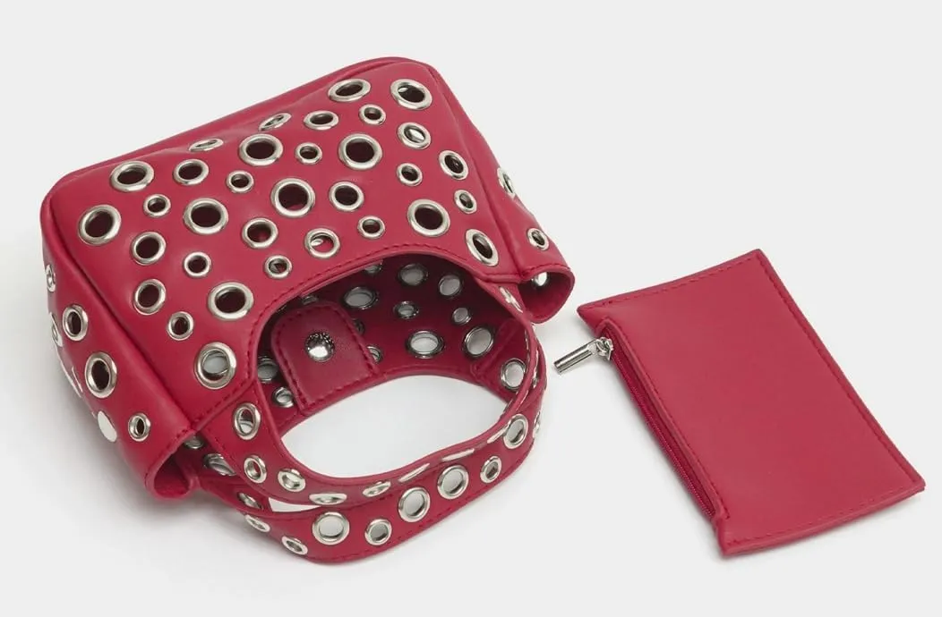 2 Pcs Y2k 90s Crescent Hobo Bags Women Trendy Studded PU Leather Shoulder Satchels Crossbody Purse Punk Underarm Tote Handbag