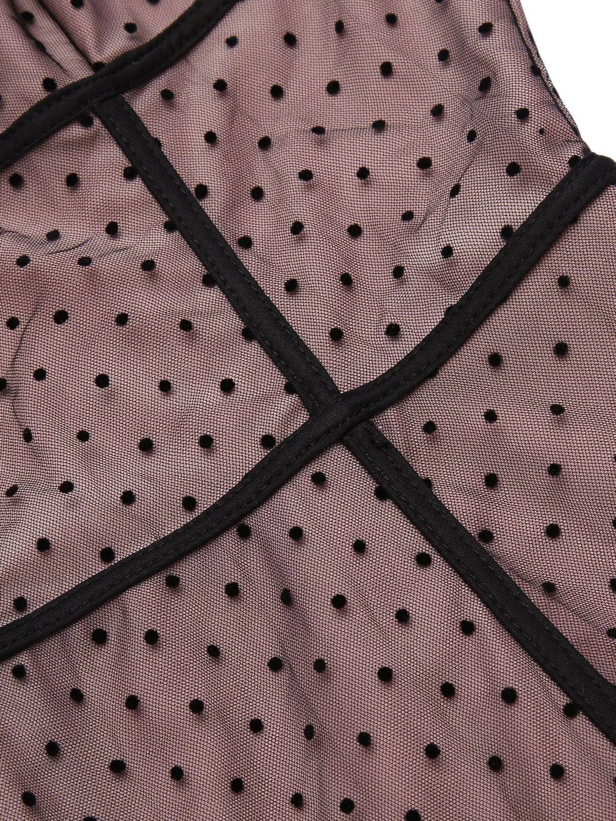 2PCS 1950s Polka Dot Bowknot Lace Strap Dress