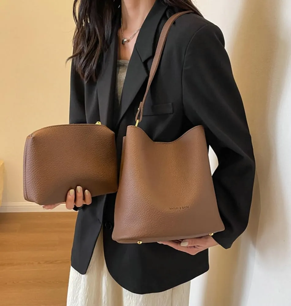 2pcs Shoulder Bags for Women Cute Vegan Leather Hobo Crossbpdy Handbag Clutch Purse