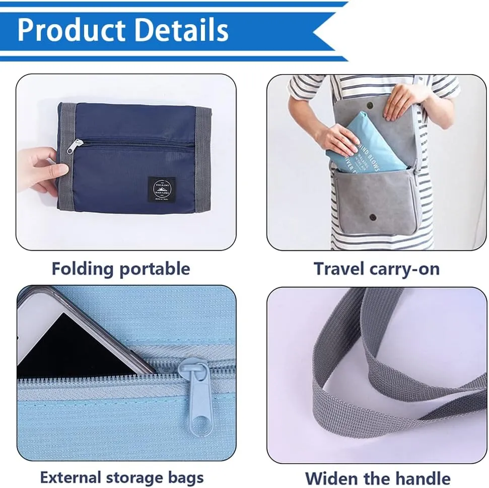 2PCS Travel Duffle Bags - Tote Carry on Bags (Nylon, Lightweight, Foldable, Water Resistant, Sports, Gym, Weekender, Overnight - Red, Blue, 2Pe)