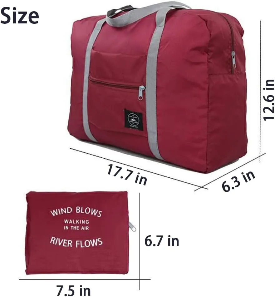 2PCS Travel Duffle Bags - Tote Carry on Bags (Nylon, Lightweight, Foldable, Water Resistant, Sports, Gym, Weekender, Overnight - Red, Blue, 2Pe)