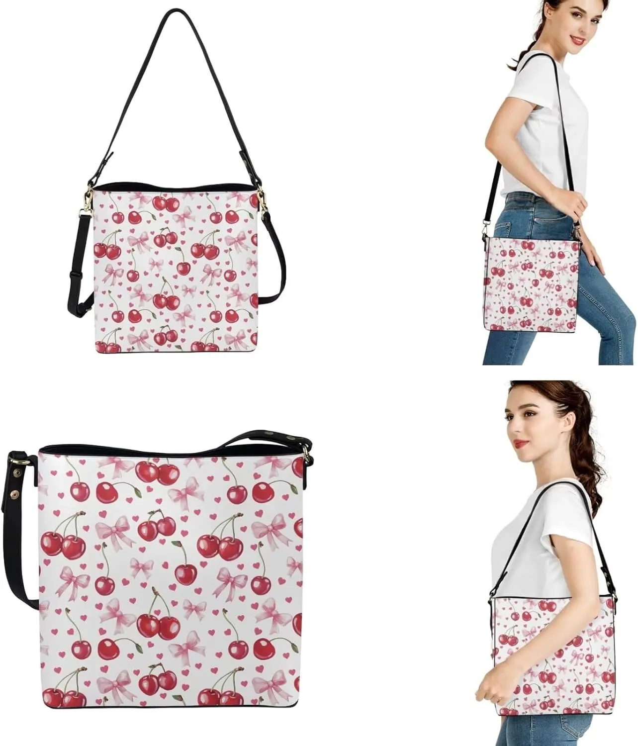 3 Piece Purse Sets for Women with Wallet Valentine's Day Satchel Tote Bags Leather Hobo Crossbody Bags
