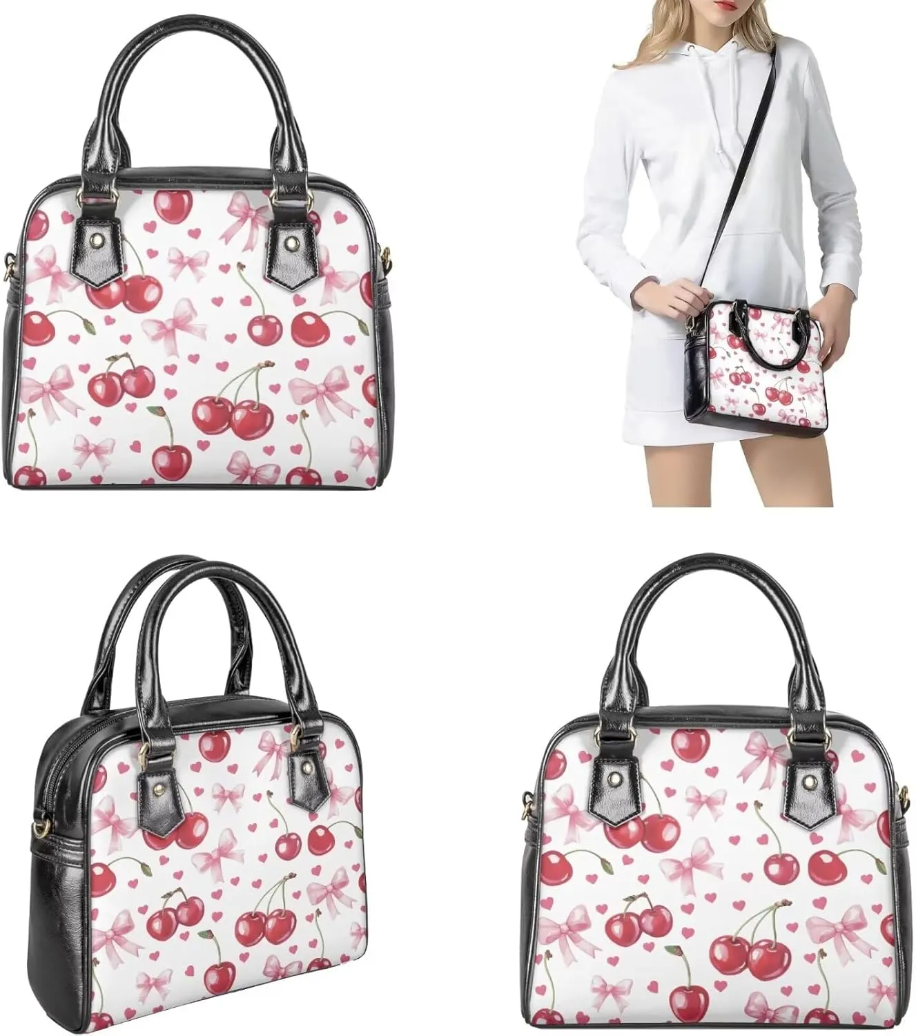 3 Piece Purse Sets for Women with Wallet Valentine's Day Satchel Tote Bags Leather Hobo Crossbody Bags