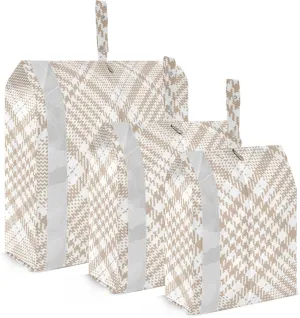 3 Set Travel Packing Cubes For Suitcases, Buffalo Plaid Check Tartan Scotland Beige, Stackable, Garment Bag Closet Storage, Luggage Space Saver, Luggages Management Personnel