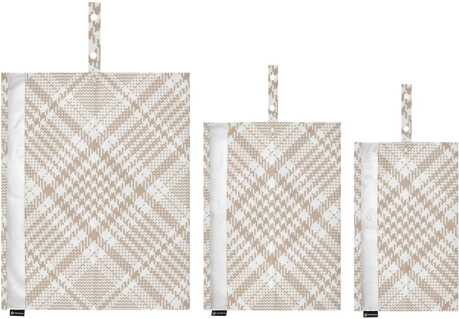3 Set Travel Packing Cubes For Suitcases, Buffalo Plaid Check Tartan Scotland Beige, Stackable, Garment Bag Closet Storage, Luggage Space Saver, Luggages Management Personnel