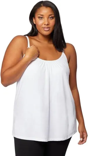 32 DEGREES Cool Womens Flowly Relaxed Lounge Built-in Cups Shelf Bra Tank Cami, White