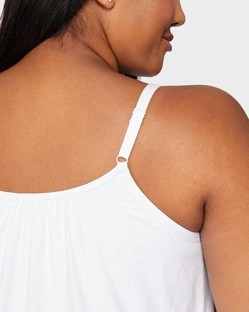 32 DEGREES Cool Womens Flowly Relaxed Lounge Built-in Cups Shelf Bra Tank Cami, White