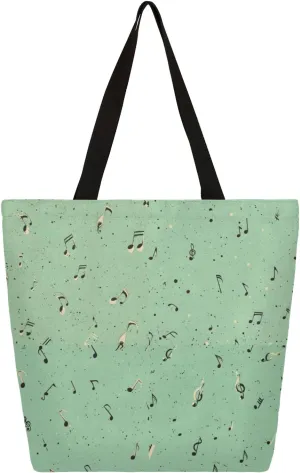 Abstract Musical Notes Large Capacity Canvas Tote Bag Stylish Handheld Shoulder Bag Reusable Shopping Bag for Work Travel Beach Trips Shopping