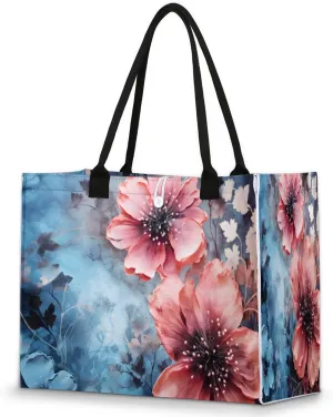 Abstract Peach Powder Blue Tote Bag for Women Large Beach Bag Reusable Grocery Bags Tote Bag for Work Shopping Travel Beach