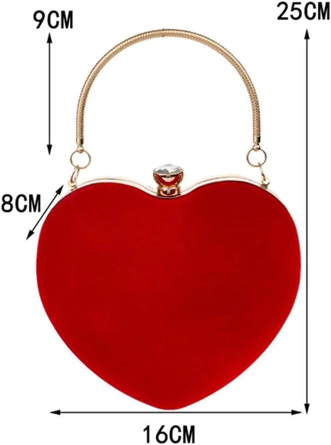 Acrylic Heart Velvet Women Evening Bags With Handle Shoulder Handbags Chain Wedding Party Clutch Bags
