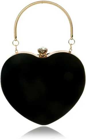 Acrylic Heart Velvet Women Evening Bags With Handle Shoulder Handbags Chain Wedding Party Clutch Bags