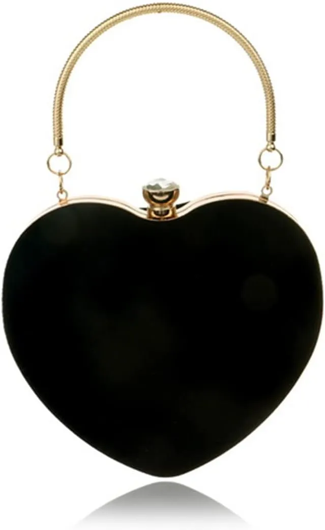 Acrylic Heart Velvet Women Evening Bags With Handle Shoulder Handbags Chain Wedding Party Clutch Bags