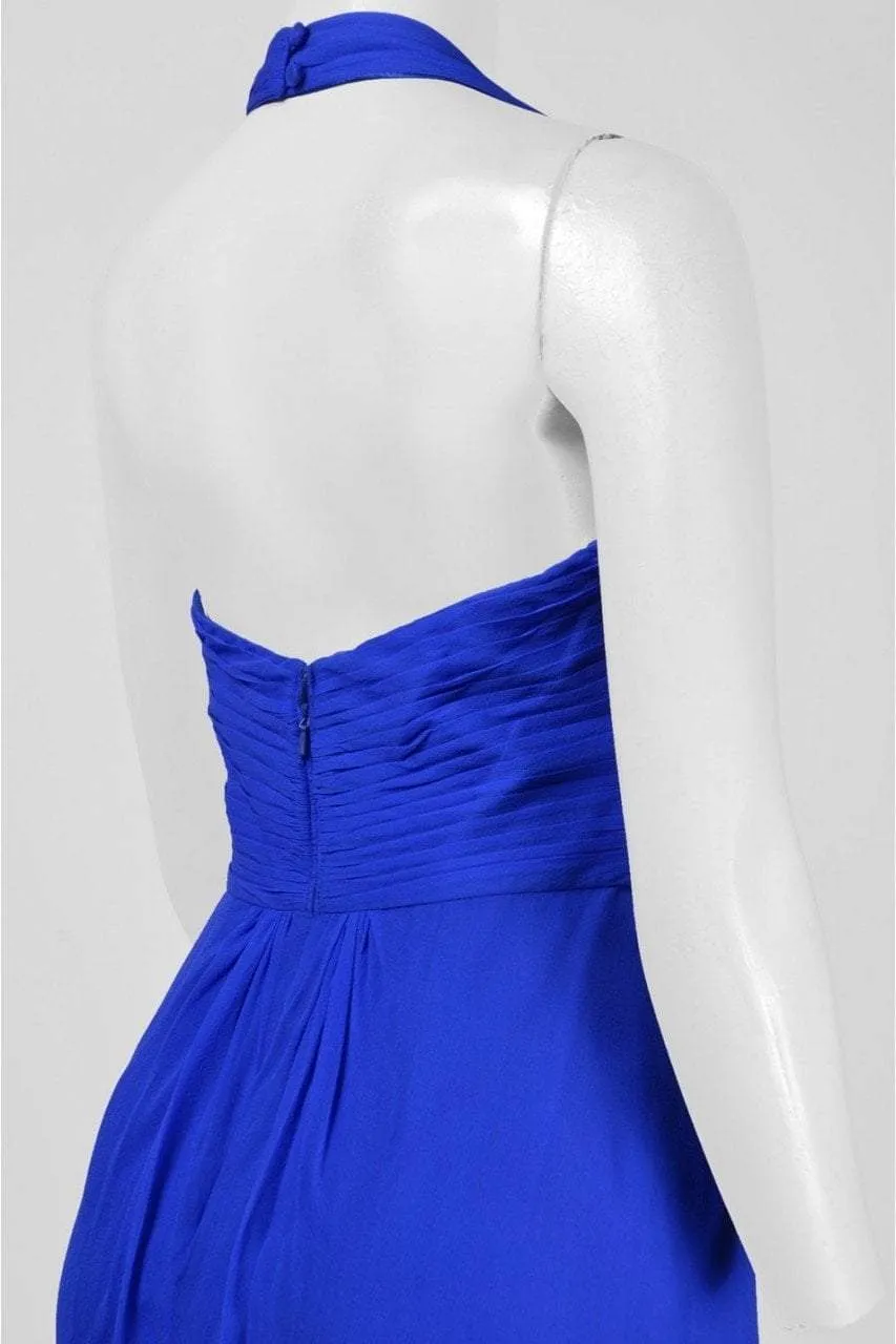 Aidan Mattox - Crisscross-Strapped Midriff Plunging Halter Gown 54469500