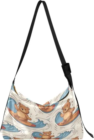 ALAZA Cute Stylish Bear Butterfly Women's Leather Hobo Handbag Shoulder Bag Crossbody Casual Large Tote Bag Purse