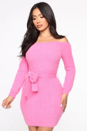 All The Feels Sweater Mini Dress - Pink