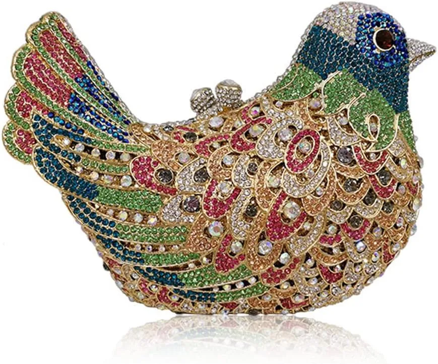 Animal Bird Women Evening Bags Colourful Crystal Clutch Bag Ladies Evening Bag Party Hard Case Bags Wedding Purse