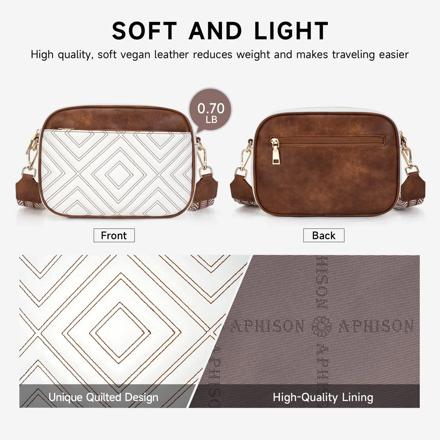 APHISON Quilted Crossbody Bags for Women Trendy,Vegan Leather Small Purses Shoulder Handbags with Adjustable Wide Strap