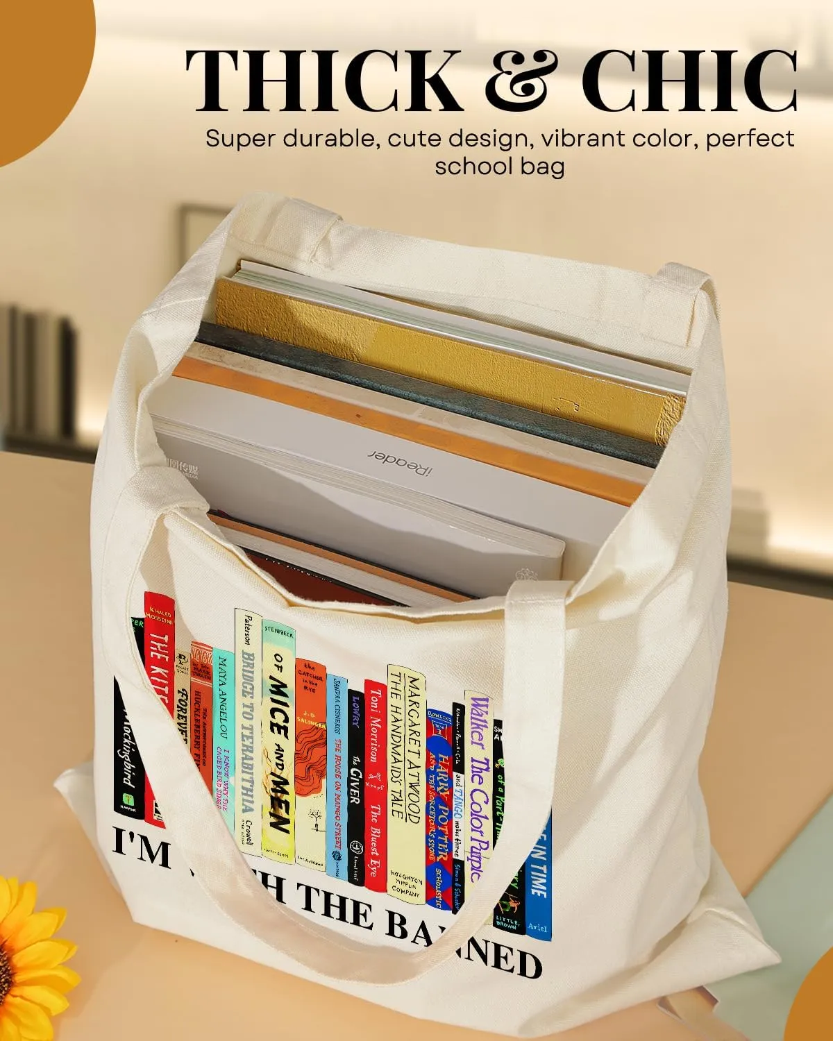 AUSVKAI Canvas Tote Bag Aesthetic for Women, Cute Cloth Cotton Bags for College Shopping Beach Grocery and Trendy Gifts