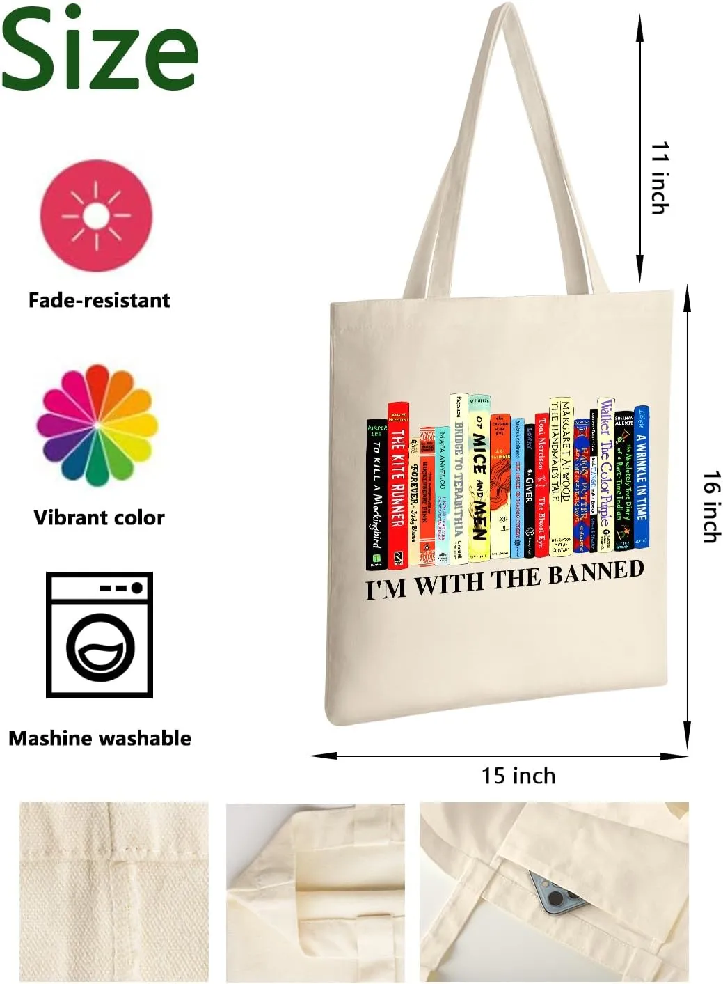 AUSVKAI Canvas Tote Bag Aesthetic for Women, Cute Cloth Cotton Bags for College Shopping Beach Grocery and Trendy Gifts