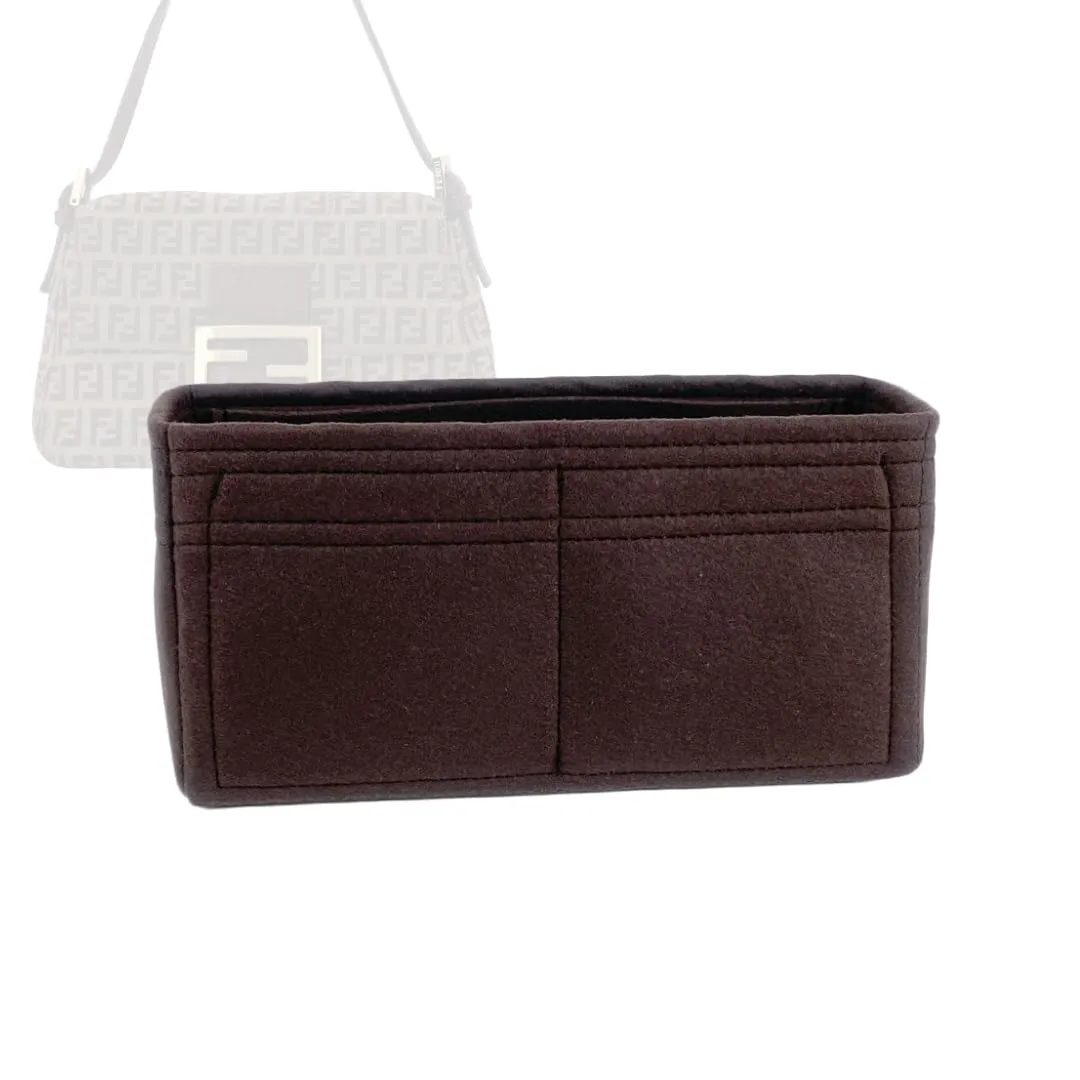 Bag Organizer for Fendi Zucca Mamma Baguette Mini - Premium Felt Purse Handbag Insert Liner Shaper (Handmade) Soft Structure Support (20 Color Options)
