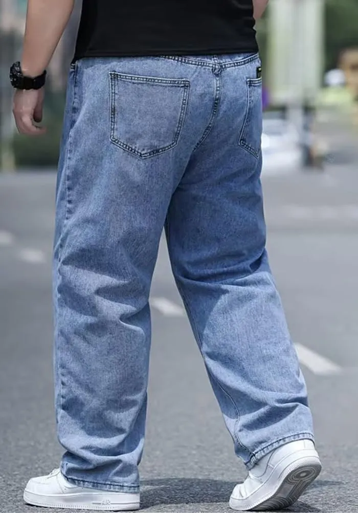 Baggy Jeans Men Relaxed Fit Straight Wide Leg Long Denim Pants Casual Work Hip Hop Jeans Trousers