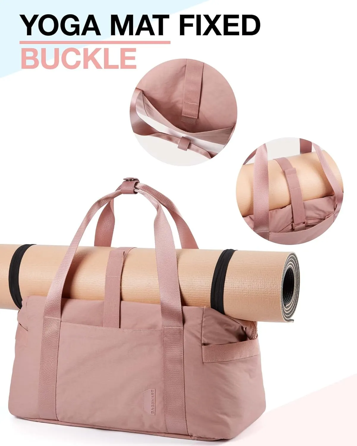 BAGSMART BAGSMART Gym Bag for Women, Carry on Weekender Overnight Bag, Travel Duffel Bags with Trolley Sleeve, Personal Item Travel Bag Tote Bag Workout Dance Bag(Dark Pink-Large)