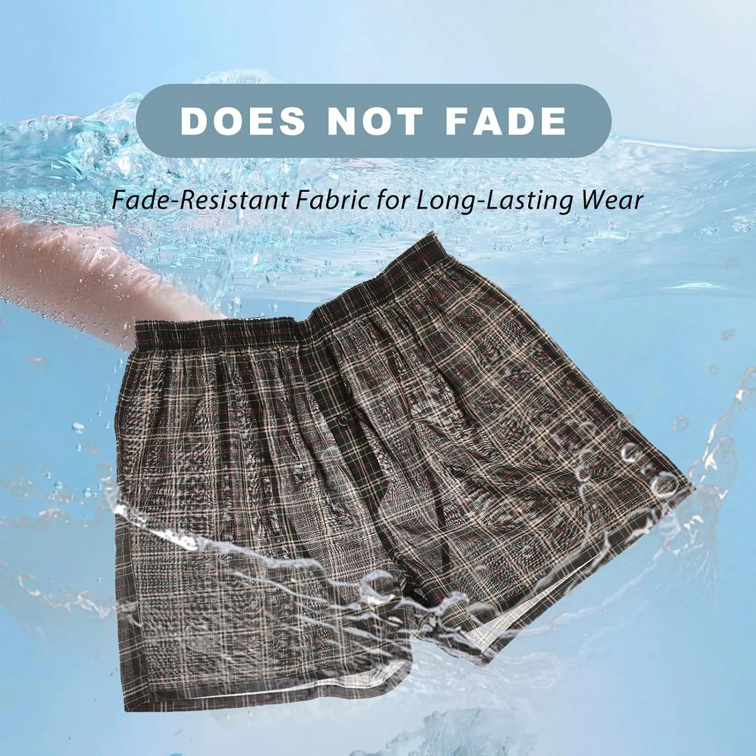BAMBOO COOL Men's Woven Boxer Shorts,Classic Relaxed Fit,Plaid Boxers for Men,lightweight Men's underwear 6 Pack