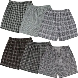 BAMBOO COOL Men's Woven Boxer Shorts,Classic Relaxed Fit,Plaid Boxers for Men,lightweight Men's underwear 6 Pack
