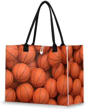 Basketball Patterns Tote Bag for Women Large Beach Bag Reusable Tote Bags for Work Shopping Travel Beach