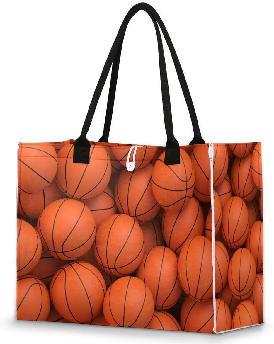 Basketball Patterns Tote Bag for Women Large Beach Bag Reusable Tote Bags for Work Shopping Travel Beach