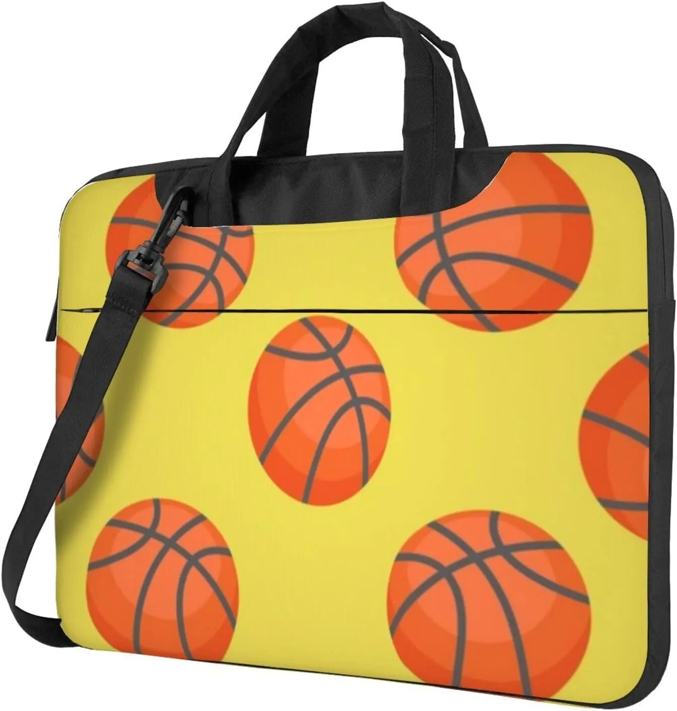 Basketballs Yellow Stylish 13-15.6 Inch Laptop Bag For Man And Women, Computer Messenger Bag, Trendy Shoulder Strap Design