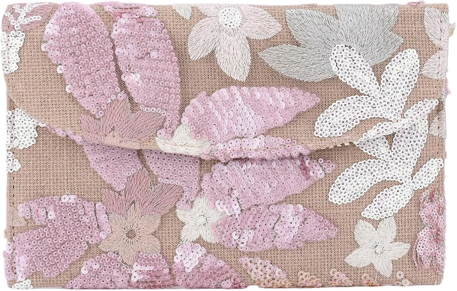 Beaded Purse Women's Floral Embroidery Summer Straw Bag Sparkly Sequin Purse Evening Bag Clutch for Formal Wedding