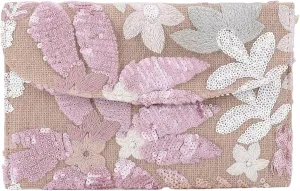 Beaded Purse Women's Floral Embroidery Summer Straw Bag Sparkly Sequin Purse Evening Bag Clutch for Formal Wedding