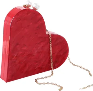 BESTYASH Heart Shaped Acrylic Crossbody Bag Women's Shoulder Bag Fashion Clutch Purse for Banquet Evening