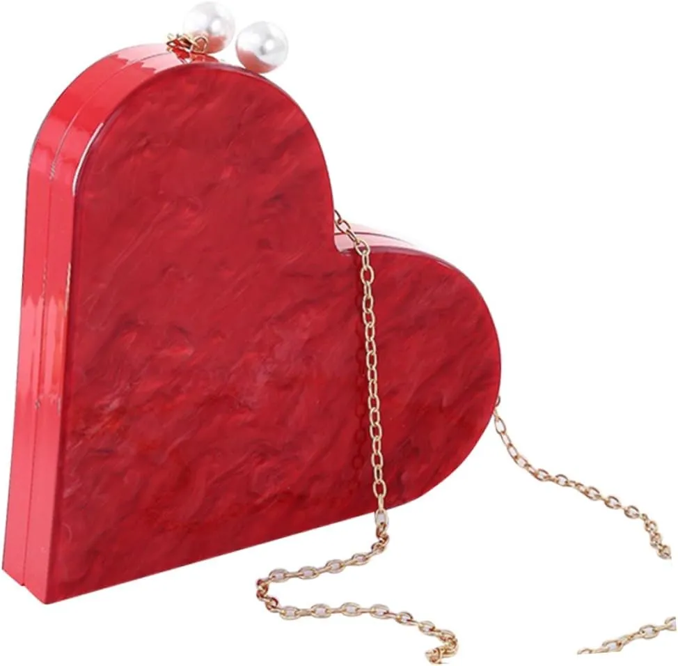 BESTYASH Heart Shaped Acrylic Crossbody Bag Women's Shoulder Bag Fashion Clutch Purse for Banquet Evening