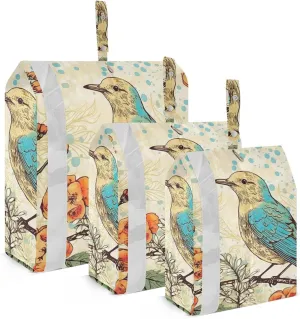 Bird Painting Design Packing Cubes Set of 3, Lightweight Travel Luggage Organizers Foldable Bags for Easy Packing and Organization