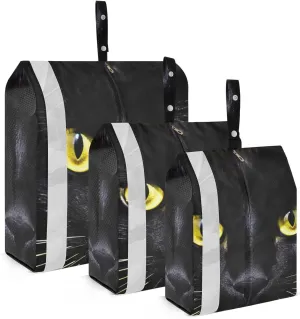 Black Cat Packing Cubes Set of 3, Lightweight Travel Luggage Organizers Foldable Bags for Easy Packing and Organization