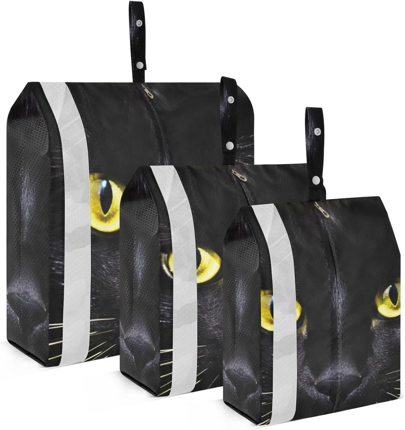Black Cat Packing Cubes Set of 3, Lightweight Travel Luggage Organizers Foldable Bags for Easy Packing and Organization