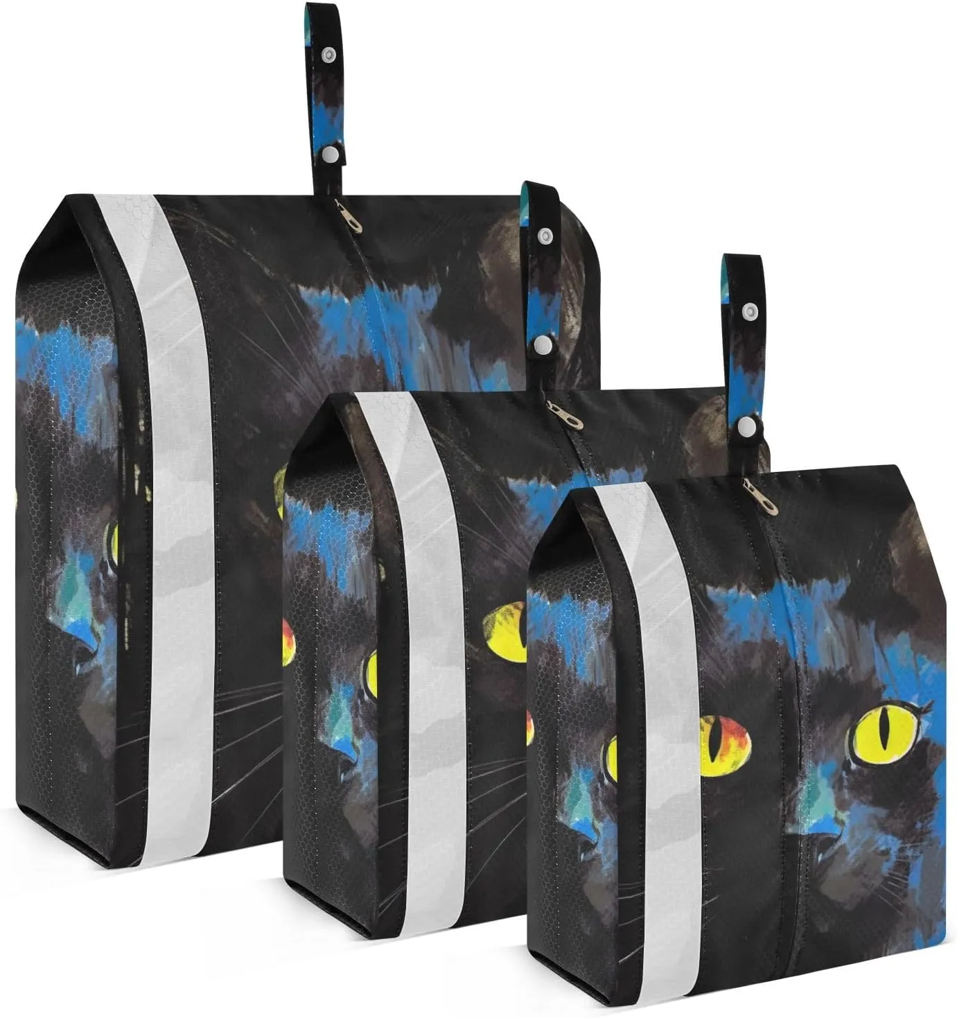 Black Cat Packing Cubes Set of 3, Lightweight Travel Luggage Organizers Foldable Bags for Easy Packing and Organization