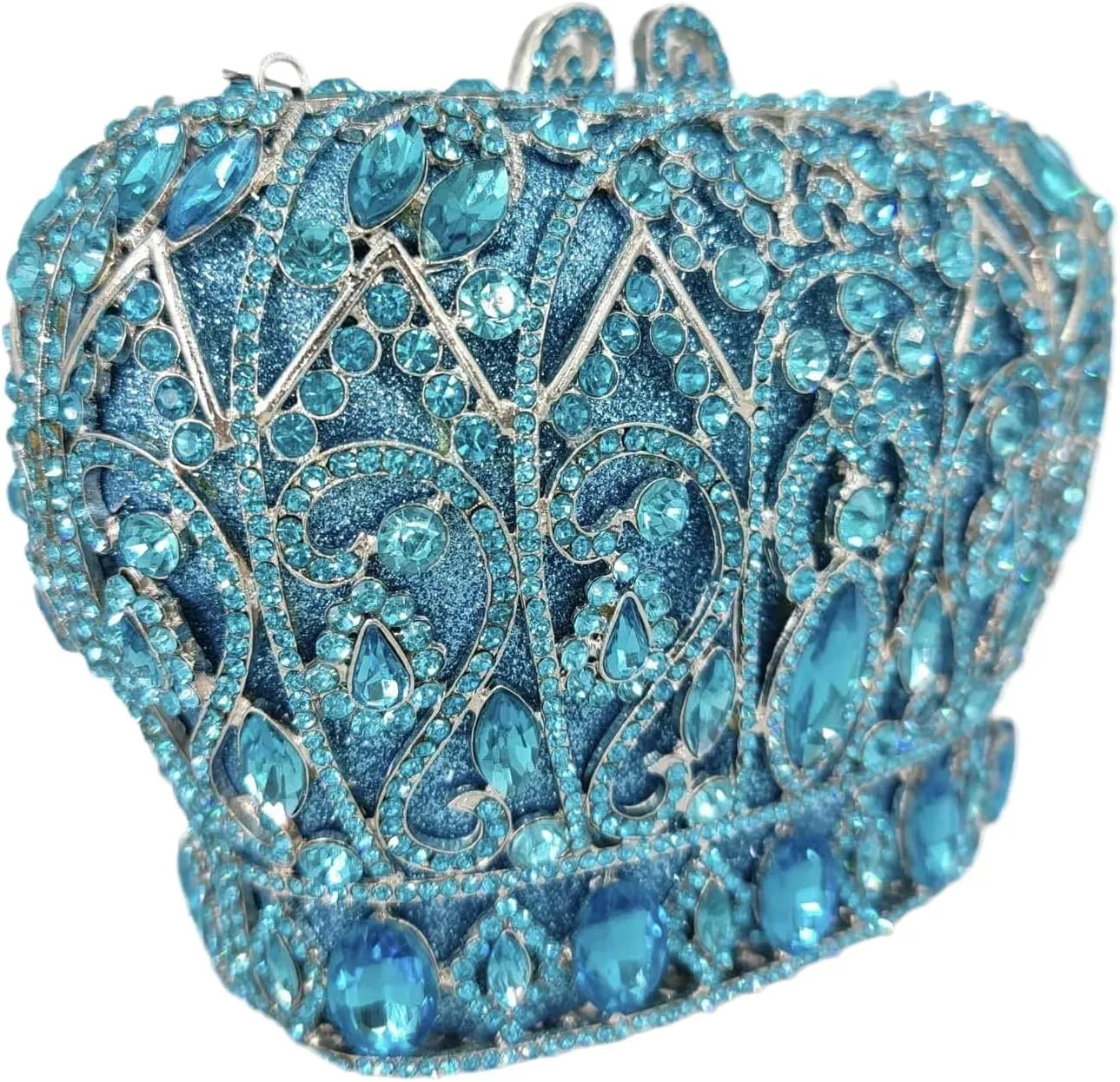 Boutique De FGG Crown Crystal Clutch Purse Women Formal Evening Minaudiere Handbags Party Dinner Rhinestone Clutch Bag,Mini