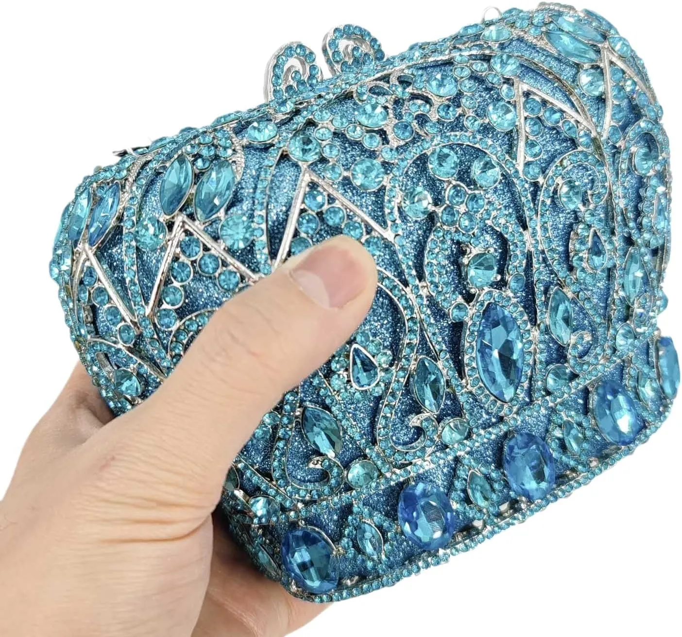 Boutique De FGG Crown Crystal Clutch Purse Women Formal Evening Minaudiere Handbags Party Dinner Rhinestone Clutch Bag,Mini