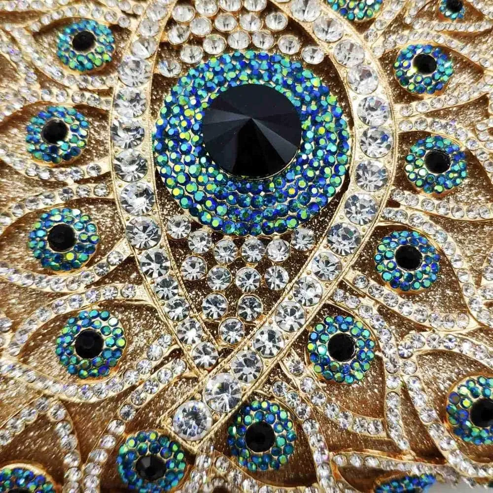 Boutique De FGG Evil Eye Clutch Purse for Women Glitter Evening Bags Crystal Clutch Party Dinner Rhinestone Handbag,Mini