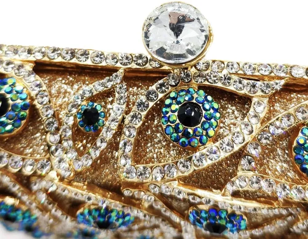 Boutique De FGG Evil Eye Clutch Purse for Women Glitter Evening Bags Crystal Clutch Party Dinner Rhinestone Handbag,Mini