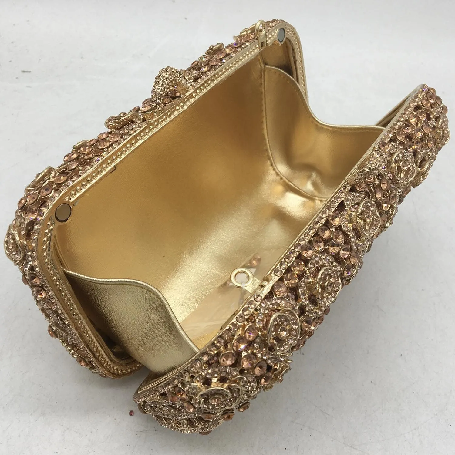 Boutique De FGG Flower Clutch Purse for Women Crystal Clutch Evening Bags Formal Party Rhinestone Purses and Handbags,Mini