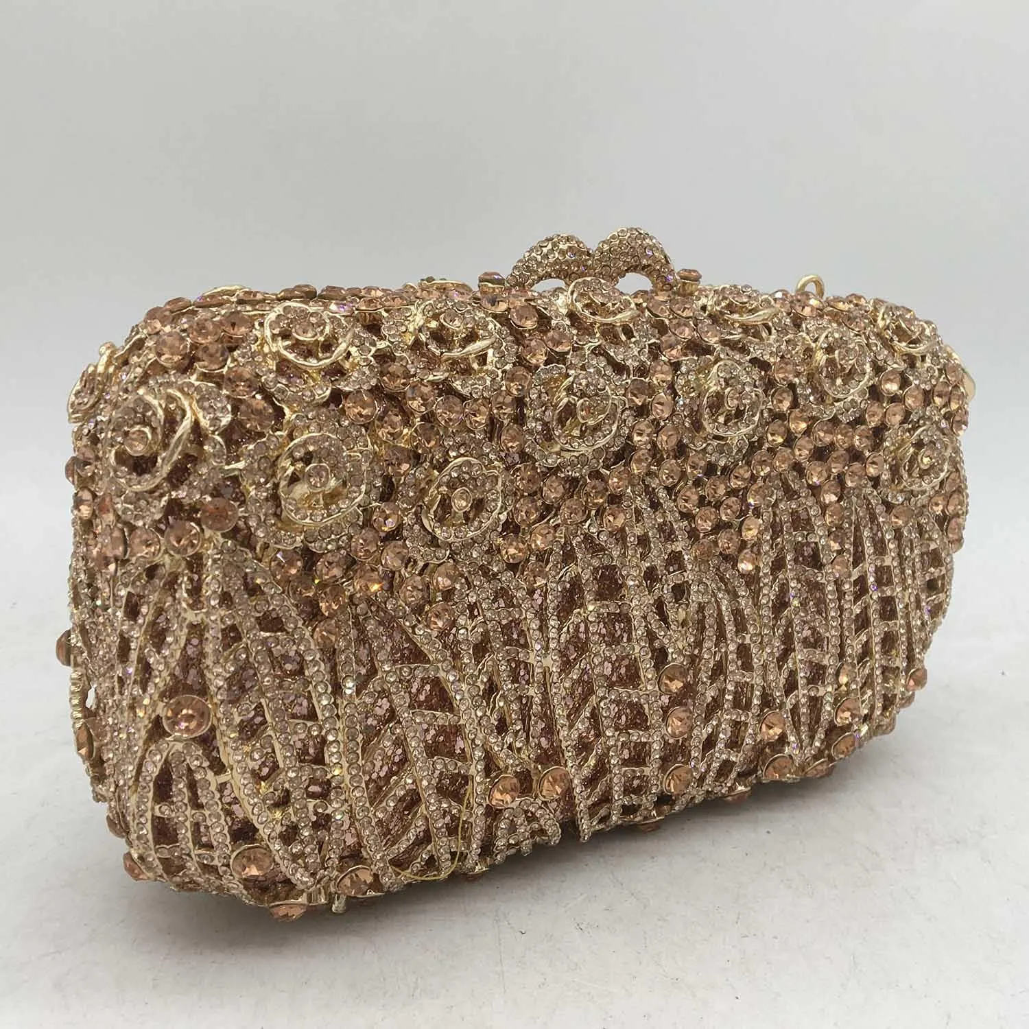 Boutique De FGG Flower Clutch Purse for Women Crystal Clutch Evening Bags Formal Party Rhinestone Purses and Handbags,Mini