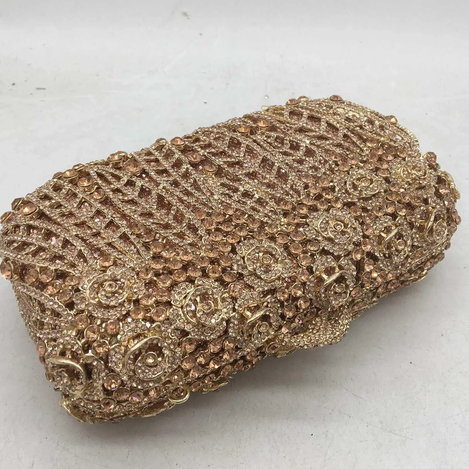 Boutique De FGG Flower Clutch Purse for Women Crystal Clutch Evening Bags Formal Party Rhinestone Purses and Handbags,Mini
