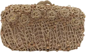 Boutique De FGG Flower Clutch Purse for Women Crystal Clutch Evening Bags Formal Party Rhinestone Purses and Handbags,Mini